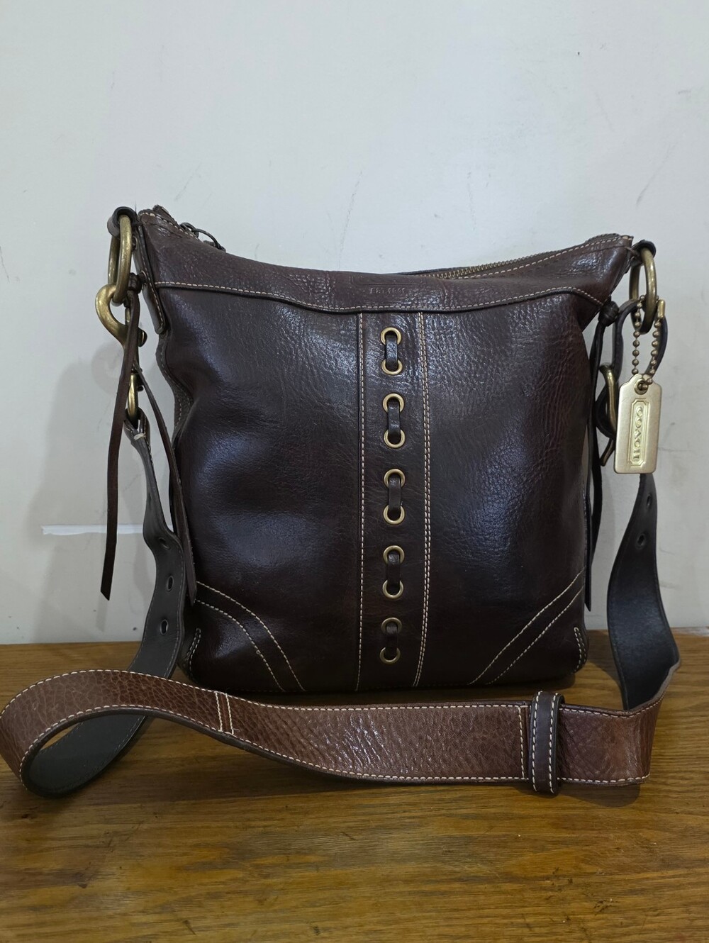 Vintage Coach Brown Pebbled Leather Crossbody/Shoulder Bag